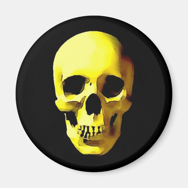 Gult Skullkylskåp, magnet (Framsidan)