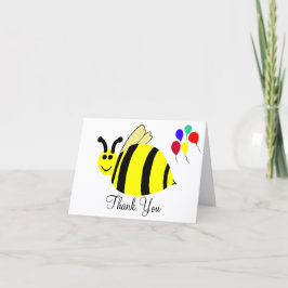 Gult Smilande Humla och Balloons Tack Kort