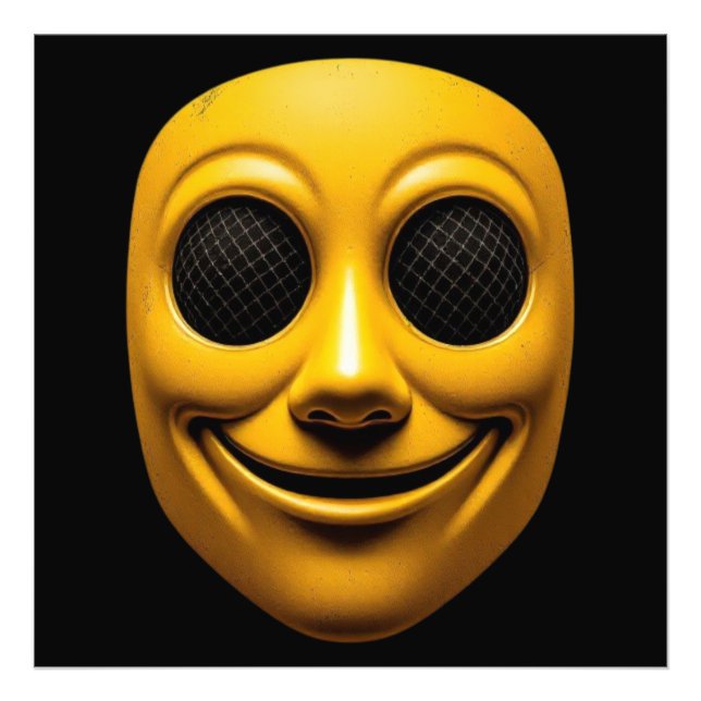 Gult Smilande mask Fototryck (Framsidan)