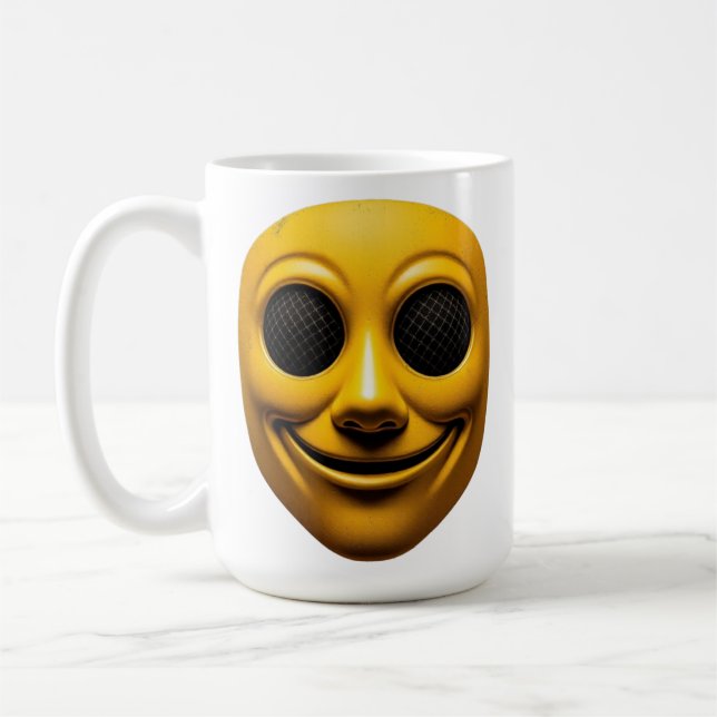 Gult Smilande mask Kaffemugg (Vänster)