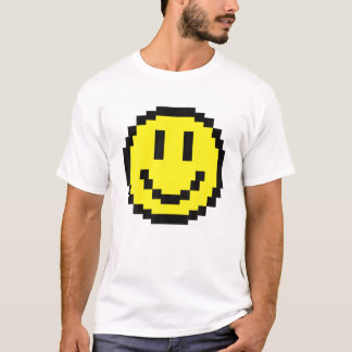 Gult Smile Ansikte Pixel Art Lycklig Smiling Ansik T Shirt