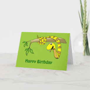 Gult Snake in a Träd Reptile Birday Card Kort
