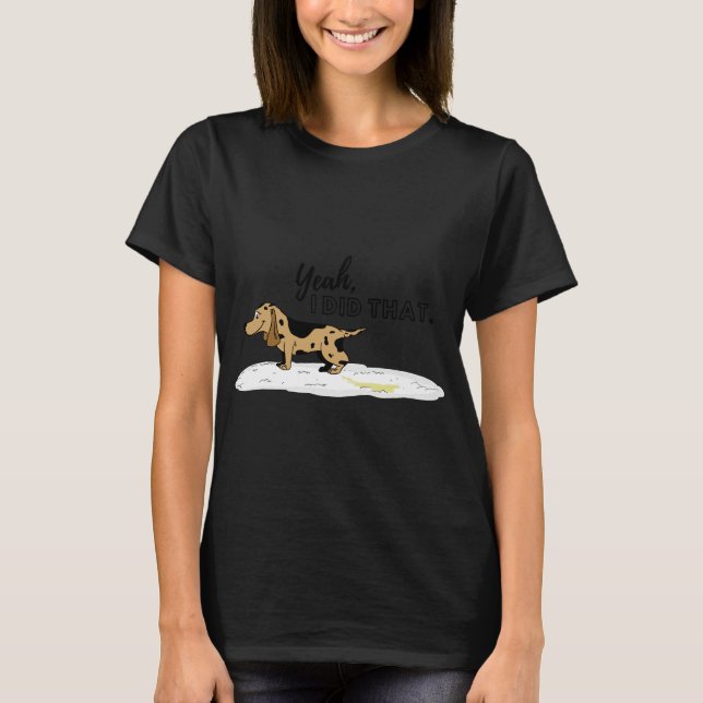 Gult Snö Dog Humor T Shirt (Framsida)