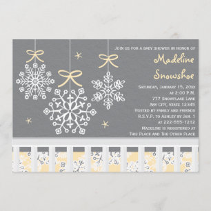 Gult Snowflake Mobile Crime Baby Shower Inbjudan