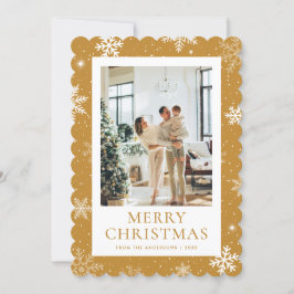 Gult Snowy God jul Snowflake Photo Julkort