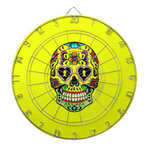 Gult Socker Skull (Day of the dead) Dartboard Piltavla