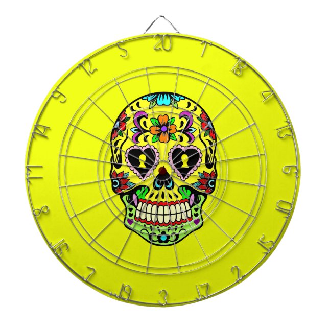 Gult Socker Skull (Day of the dead) Dartboard Piltavla (Framsidan)