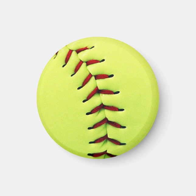 Gult softball boll magnet (Framsidan)