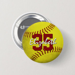 gult Softball Flickor personlig Knapp