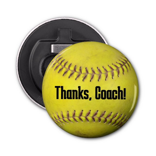 Gult Softball for Coach Flasköppnare (Framsidan)