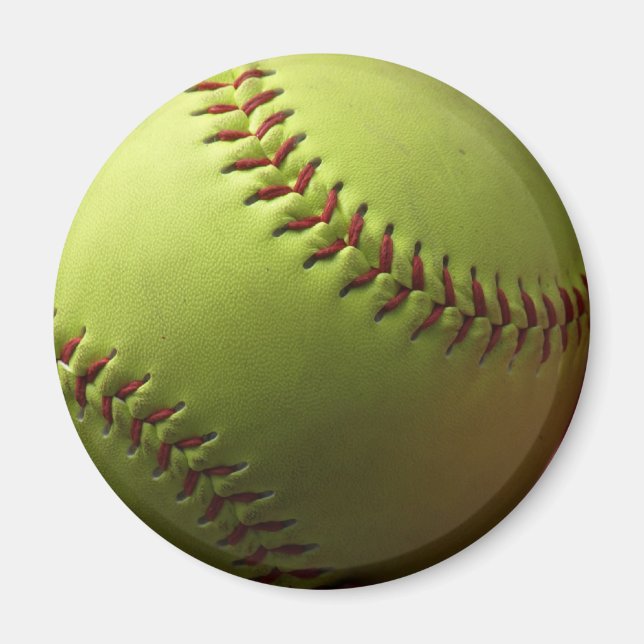 Gult Softball Mini Magnet (Framsidan)