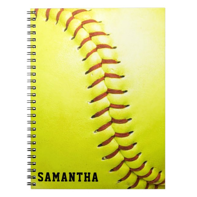 Gult Softball Personlig Anteckningsbok (Framsidan)