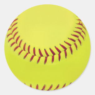 Gult Softball Runt Klistermärke