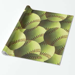 Gult Softball täckt Presentpapper