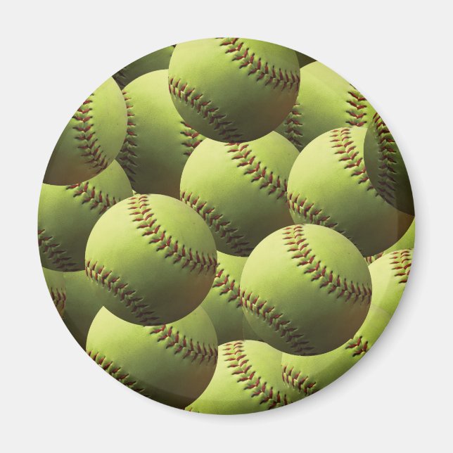 Gult Softball Tapet Magnet (Framsidan)