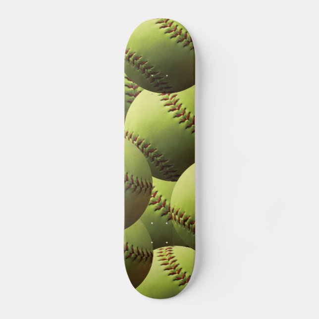 Gult Softball Tapet Old School Skateboard Bräda 18 Cm (Framsida)