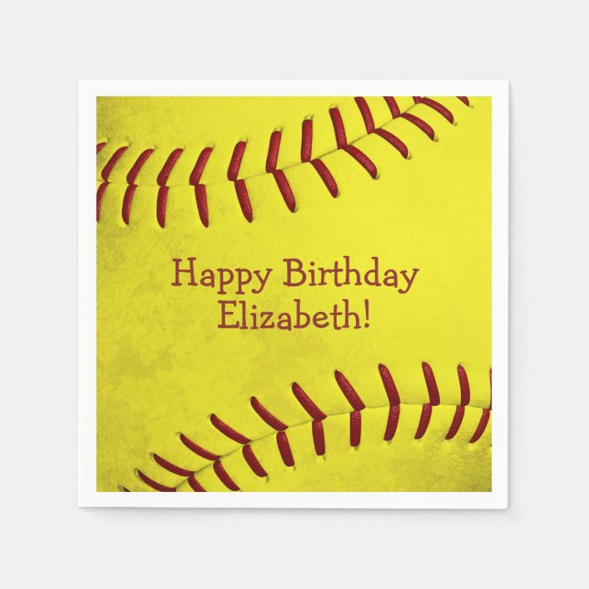 gult Softball tema Flickor i party Pappersservett (Framsidan)