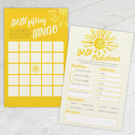 Gult sol-babyduschförutsägelse och bingo-spel flygblad