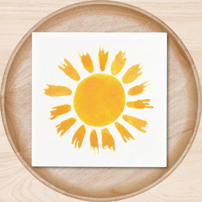 Gult Sol Första Födelsedagsfesten Pappersservett (Skapare uppladdad)