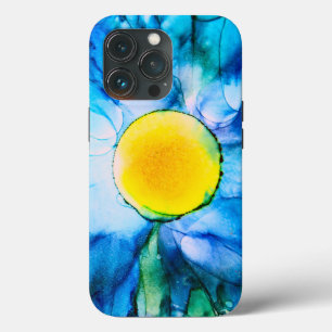 Gult Sol i Blå himmel Alcohol Bläck OtterBox iPhon