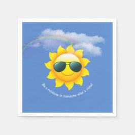gult sol med solglasögon och regnbåge pappersservett