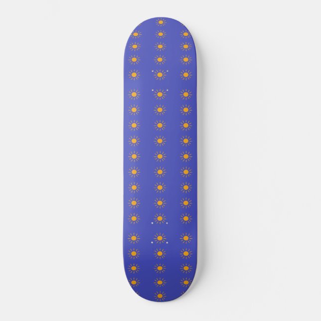 Gult sol mönster mini skateboard bräda 18,5 cm (Framsida)