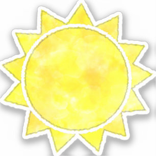 Gult Sol vattenfärg Klistermärken