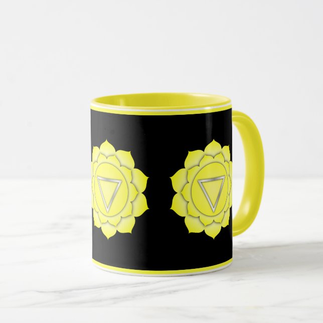 Gult Solar Plexus Chakra Zen Yoga Namaste Mugg (Framsida höger)