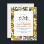 Gult Solblommor 60:e Födelsedagsfesten Inbjudningar<br><div class="desc">Vacker boho-stil lila och gult vattenfärgblommor och solblommor botaniska vattenfärger 60 födelsedagsfest inbjudan för kvinnor. Kontakta oss om du behöver hjälp med anpassning eller om du vill begära matchande produkter.</div>