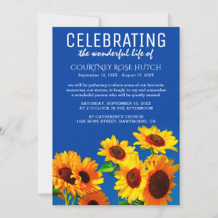 Gult Solblommor & Blå himmel Firande i Life Inbjudningar