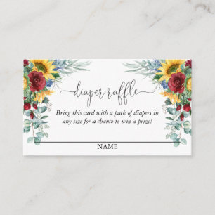 Gult Solblommor Blommigt Förminska Raffle-skript Tilläggskort