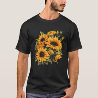 Gult Solblommor Cute Sommarblommor Blommigt Posit T Shirt
