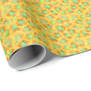Gult Solblommor Ditsy Wrapping Papper Presentpapper