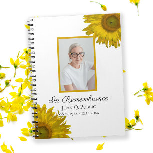 Gult Solblommor Firande av Life Funeral Anteckningsbok