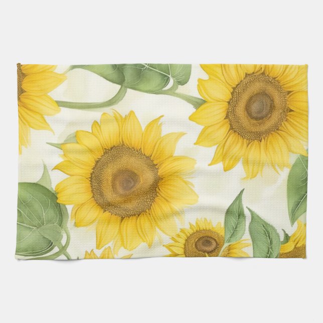 Gult Solblommor Kökshandduk (Horisontell)