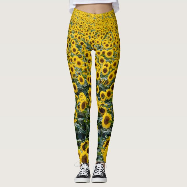 Gult Solblommor Leggings (Framsida)