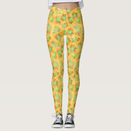 Gult Solblommor Leggings