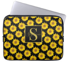 Gult Solblommor Monogrammed Electronics Bag