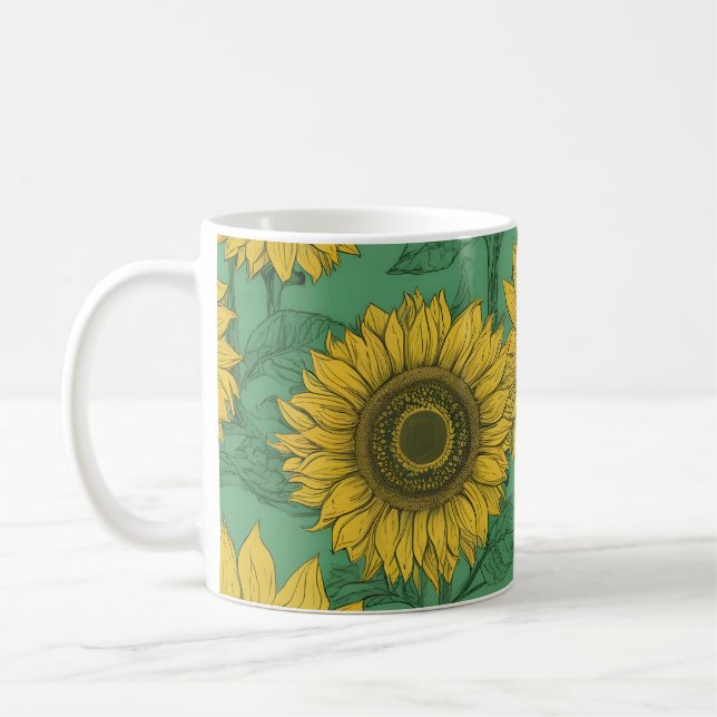 Gult solblommor mönster kaffemugg (Vänster)