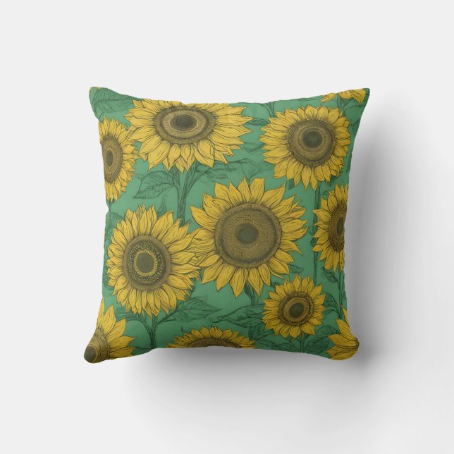 Gult solblommor mönster kudde (Baksida)