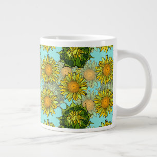 Gult Solblommor Mönster med blomning och blomning Jumbo Mugg