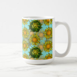 Gult Solblommor Mönster med blomning och blomning Kaffemugg