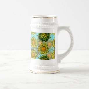 Gult Solblommor Mönster med blomning och blomning Sejdel