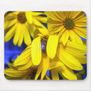 Gult Solblommor N Blue Bee Mousepad Musmatta