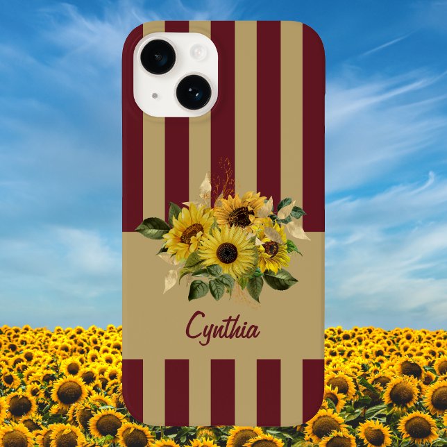 Gult Solblommor och Burgundy och Guld Stripe (Skapare uppladdad)