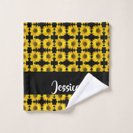 Gult solblommor på svart