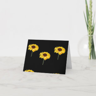 Gult solblommor på svart kort