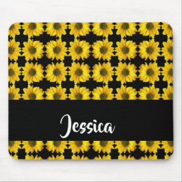 Gult solblommor på svart musmatta