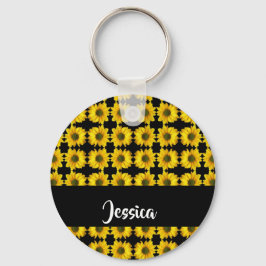 Gult solblommor på svart nyckelring