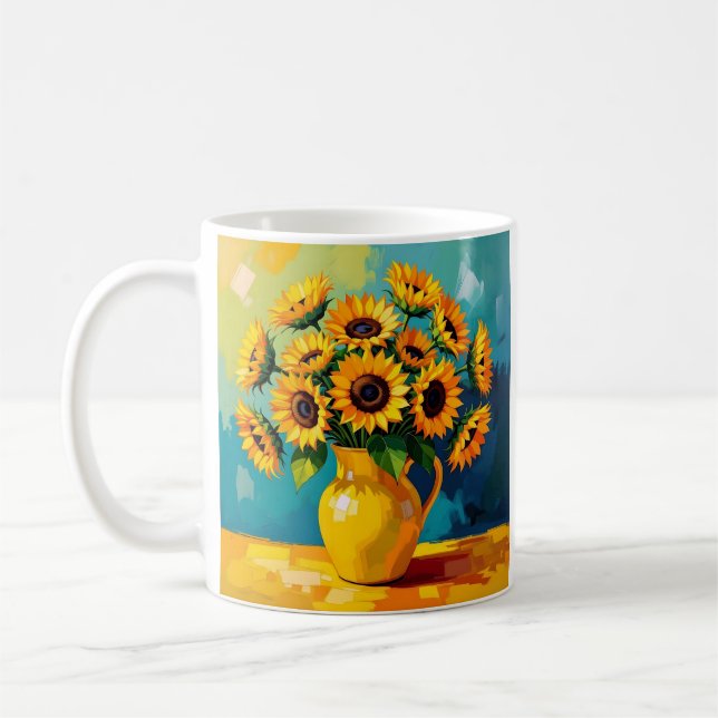 Gult Solblommor Personlig Kaffemugg (Vänster)